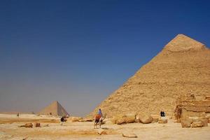 pyramids and camels photo