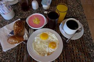 breakfast with fried eggs photo