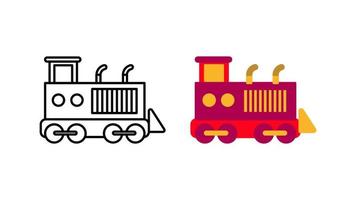 Toy train icon special collection colorful icon set. Upload the steam train vector. Design element colored flat icon and linear symbol. Editable linear icon set. vector