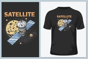 Satellite and moon vector