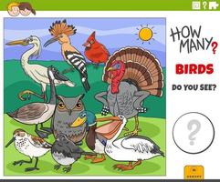 how many birds educational cartoon game for children vector