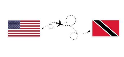 vuelo y viaje desde estados unidos a trinidad y tobago por concepto de viaje en avión de pasajeros vector