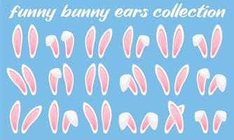 Rabbit ears collection for Easter. Set of masks isolated on white. Vector illustration