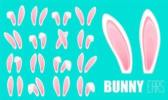 Rabbit ears collection for Easter. Set of masks isolated on white. Vector illustration