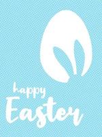 Happy Easter card or poster with cute egg and bunny ears silhouette on pastel background. Simple minimalistic design. Vector