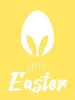 Happy Easter card or poster with cute egg and bunny ears silhouette on pastel background. Simple minimalistic design. Vector