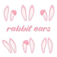 Rabbit ears collection for Easter. Set of masks isolated on white. Vector illustration