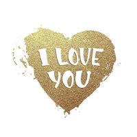 golden heart vector valentines day lettering