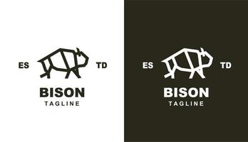 bison geometris monoline retro. taurus simple for logo for brand and company vector