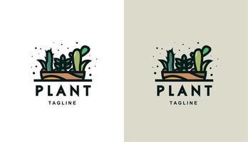 logotipo moderno de plantas verdes suculentas para marca y empresa vector