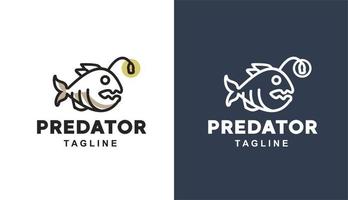 depredador piraña minimalis logotipo vintage para marca y restaurante de empresa vector
