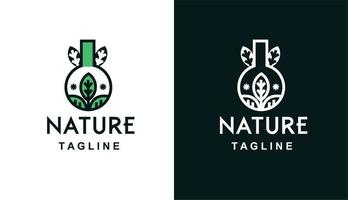 logo de naturaleza simple en laboratorio. minimalis verde para marca y empresa vector