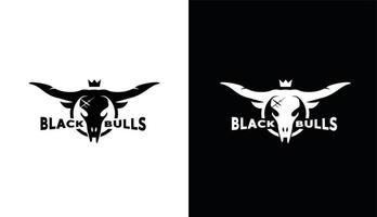 logotipo minimalista retro del cráneo del toro negro para la marca y la empresa vector