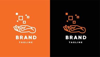 Monoline pixel hand simple logo for brand and company vector