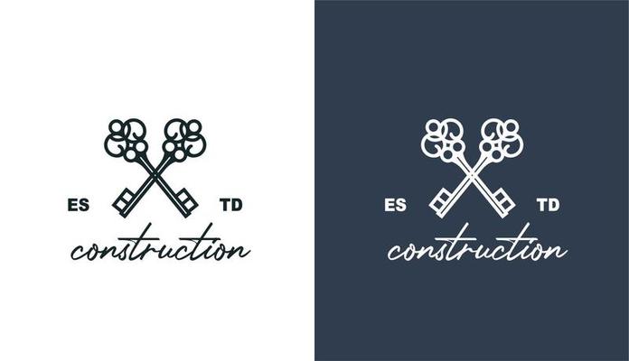 crossed key minimalist vintage simple logo for brand and company