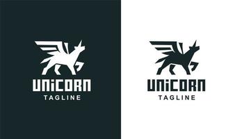 Pegasus horse spread wings, mythological animal with silhouette. vintage retro logo design vector