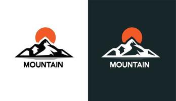 inspiración para el diseño del logo de la montaña y el sol para viajes de aventura hipster vector