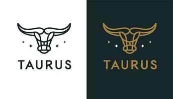 taurus simple logo monoline, cabeza de toro minimalista para marca y empresa vector