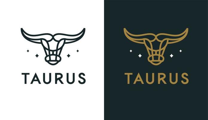 taurus simple logo monoline, minimalist bull head for brand and company
