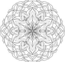 Mandala Flower in Black and White Free Vector