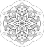 Mandala Flower in Black and White Free Vector