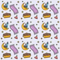 Ramadan doodle seamless pattern vector design
