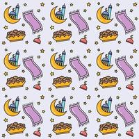 Ramadan doodle seamless pattern vector design