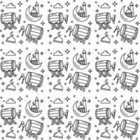 Ramadan doodle seamless pattern vector design