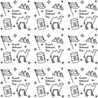 Kuwait National Day doodle seamless pattern vector design