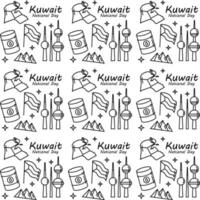 Kuwait National Day doodle seamless pattern vector design