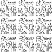 día nacional de kuwait doodle diseño de vector de patrones sin fisuras