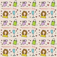 Womens day doodle seamless pattern vector design