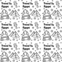 viajar a egipto doodle diseño de vector de patrones sin fisuras