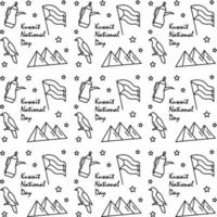 Kuwait National Day doodle seamless pattern vector design