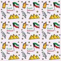 Kuwait National Day doodle seamless pattern vector design