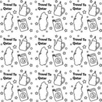 Travel to Qatar doodle seamless pattern vector design.