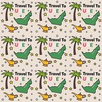 Travel to UAE doodle seamless pattern vector design