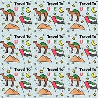 Travel to UAE doodle seamless pattern vector design
