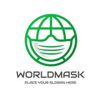 World mask vector logo template. This design use medical and globe symbol.