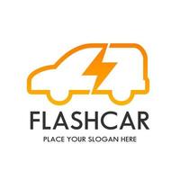 Flash car vector logo template. This design use thunder symbol.