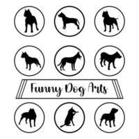 Vector Funny Dogs Illustration, Dog Icon Arts