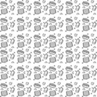 Ramadan doodle seamless pattern vector design