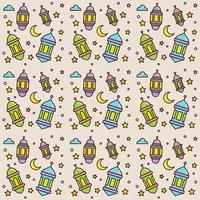 Ramadan doodle seamless pattern vector design