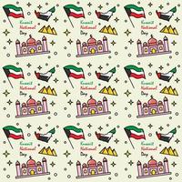 Kuwait National Day doodle seamless pattern vector design