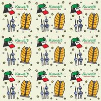 Kuwait National Day doodle seamless pattern vector design