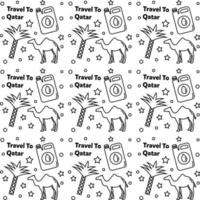 Travel to Qatar doodle seamless pattern vector design.