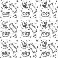 Ramadan doodle seamless pattern vector design