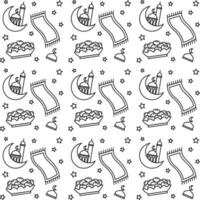 Ramadan doodle seamless pattern vector design