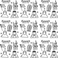 Kuwait National Day doodle seamless pattern vector design