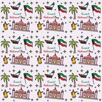 Kuwait National Day doodle seamless pattern vector design